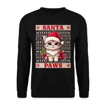 Cat Christmas Santa Paws Merry Catmas Ugly - Unisex Sweatshirt - black - Front - Alina (178cm) & Michal (187cm)