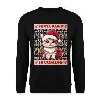 Cat Christmas Santa Paws Merry Catmas Ugly - Unisex Sweatshirt - black - Front - Alina (178cm) & Michal (187cm)