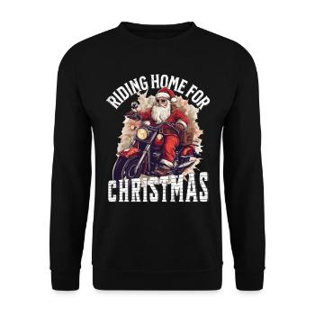 Santa Claus Motorcycle Sunglasses Christmas - Unisex Sweatshirt - black - Front - Alina (178cm) & Michal (187cm)