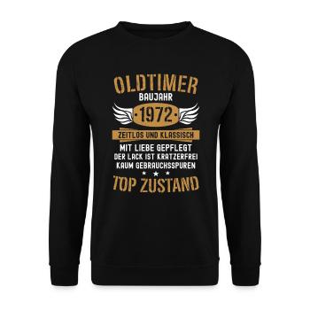 52. Geburtstag Mann Frau Geburtstagsgeschenk 1972 - Unisex Pullover - Schwarz - Vorne - Alina (178cm) & Michal (187cm)