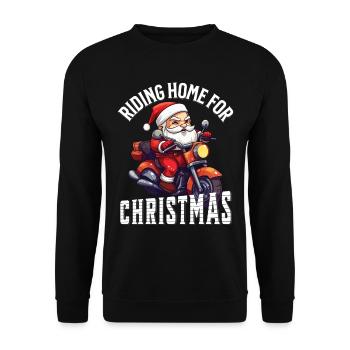Santa Claus Motorcycle Sunglasses Christmas - Unisex Sweatshirt - black - Front - Alina (178cm) & Michal (187cm)