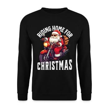 Santa Claus Motorcycle Sunglasses Christmas - Unisex Sweatshirt - black - Front - Alina (178cm) & Michal (187cm)