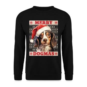 Chien Noël Joyeux Dogmes Père Noël Chapeau Laid - Sweat-shirt Unisexe - noir - Devant - Alina (178cm) & Michal (187cm)