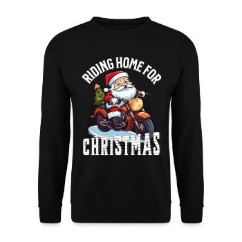 Santa Claus Motorcycle Sunglasses Christmas - Unisex Sweatshirt - black - Front - Alina (178cm) & Michal (187cm)