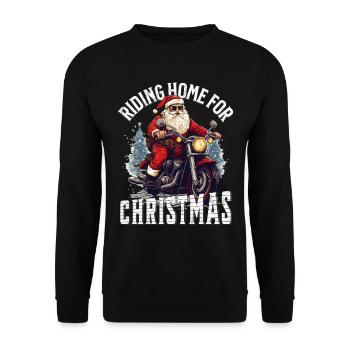 Santa Claus Motorcycle Sunglasses Christmas - Unisex Sweatshirt - black - Front - Alina (178cm) & Michal (187cm)