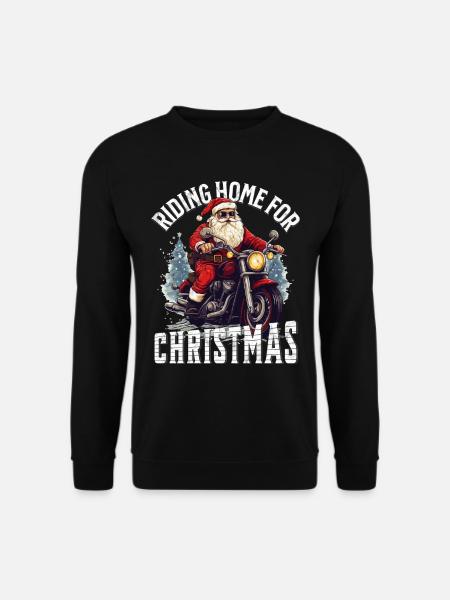 Weihnachtsmann Motorrad Sonnenbrille Weihnachten - Unisex Pullover - Schwarz