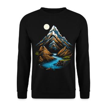 Mountain peaks in the moonlight - Unisex Sweatshirt - black - Front - Alina (178cm) & Michal (187cm)