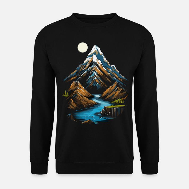 Mountain peaks in the moonlight - Unisex Sweatshirt - black