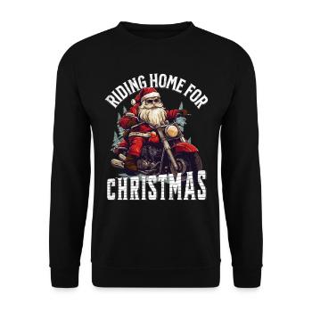 Santa Claus Motorcycle Sunglasses Christmas - Unisex Sweatshirt - black - Front - Alina (178cm) & Michal (187cm)