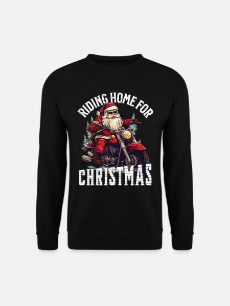Weihnachtsmann Motorrad Sonnenbrille Weihnachten - Unisex Pullover - Schwarz