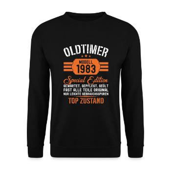 41. Geburtstag 41 Jahre Oldtimer Geschenk 1983 - Unisex Pullover - Schwarz - Vorne - Alina (178cm) & Michal (187cm)