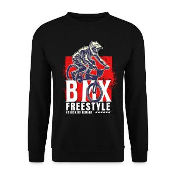 BMX Fahrrad Biker Stunt Trick Freestyle Vintage - Unisex Pullover - Schwarz - Vorne - Alina (178cm) & Michal (187cm)