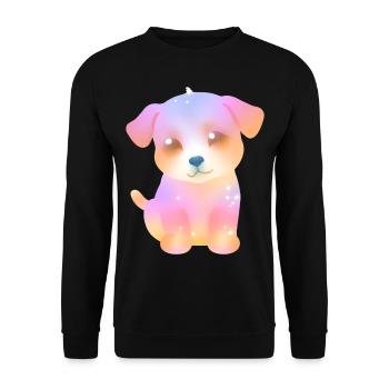 cute sparkly dog - colorful puppy - kawaii - Unisex Sweatshirt - black - Front - Alina (178cm) & Michal (187cm)