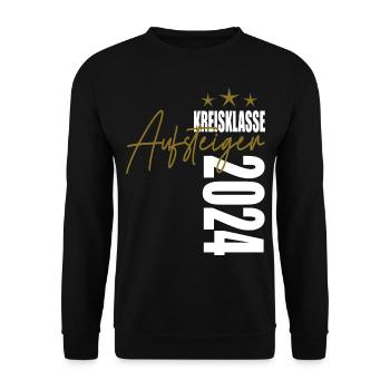 Aufsteiger Kreisklasse 2024 Aufstiegstrikot - Unisex Pullover - Schwarz - Vorne - Alina (178cm) & Michal (187cm)