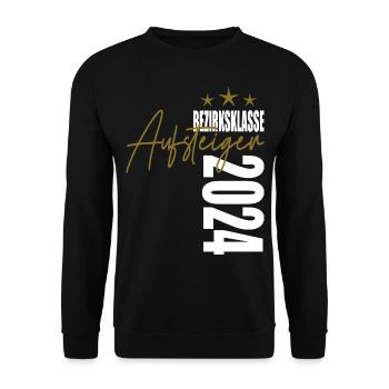 Aufsteiger Bezirksklasse 2024 Aufstiegstrikot - Unisex Pullover - Schwarz - Vorne - Alina (178cm) & Michal (187cm)
