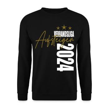 Meister Verbandsliga 2024 Aufstiegstrikot - Unisex Pullover - Schwarz - Vorne - Alina (178cm) & Michal (187cm)