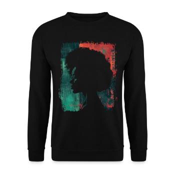 Frau Afro Afroamerikanerin Afrikanerin Kopf Retro - Unisex Pullover - Schwarz - Vorne - Alina (178cm) & Michal (187cm)