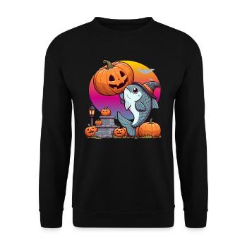 Halloween Fish - Unisex Sweatshirt - black - Front - Alina (178cm) & Michal (187cm)