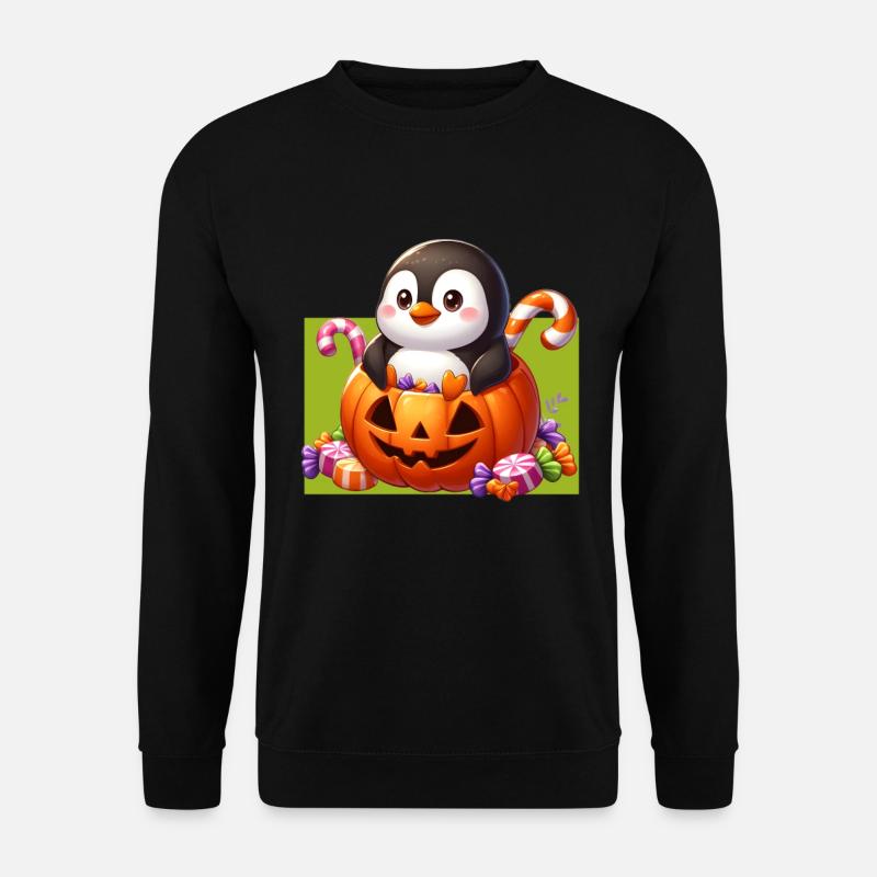 Penguin in Halloween Pumpkin - Unisex Sweatshirt - black