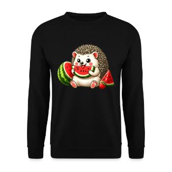 Hérisson aime la pastèque - Sweat-shirt Unisexe - noir - Devant - Alina (178cm) & Michal (187cm)