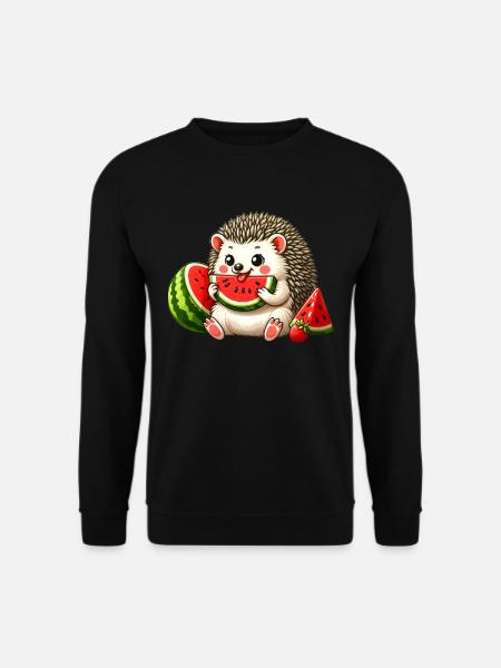 Igel genießt Wassermelone - Unisex Pullover - Schwarz