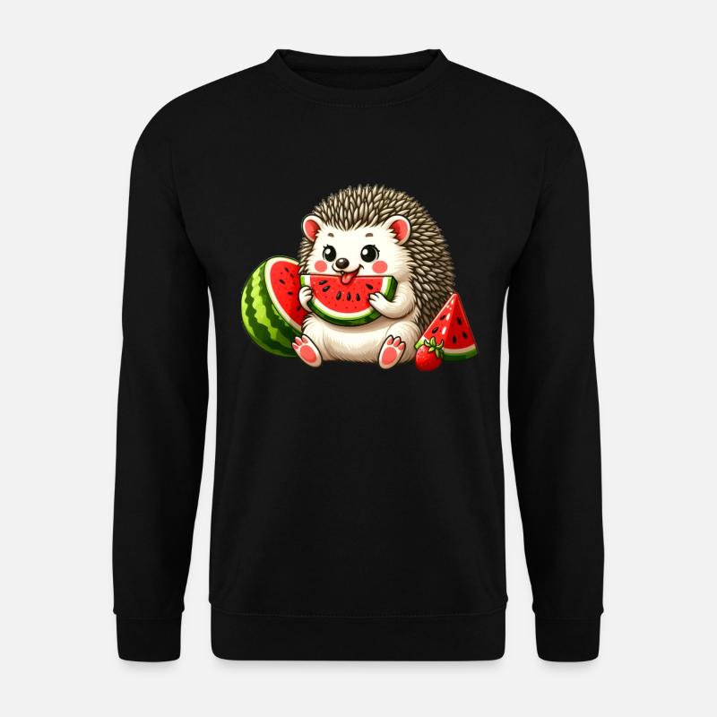 Igel genießt Wassermelone - Unisex Pullover - Schwarz