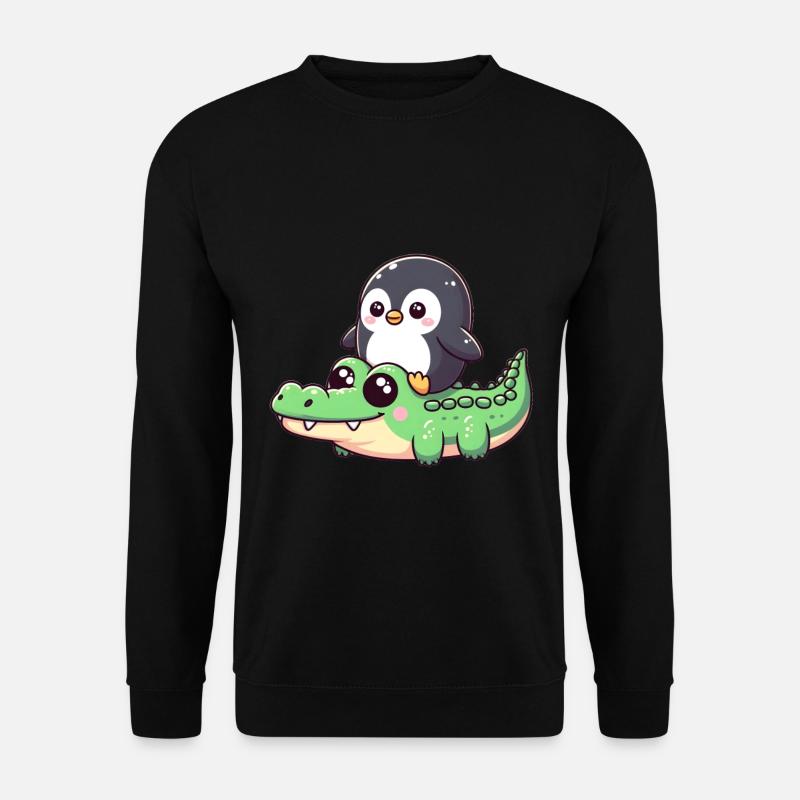Penguin on crocodile safari - Unisex Sweatshirt - black