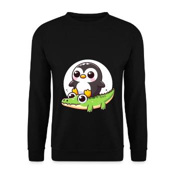 Pingouin sur crocodile - Sweat-shirt Unisexe - noir - Devant - Alina (178cm) & Michal (187cm)