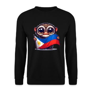 Tarsier mit philippinischer Flagge - Unisex Pullover - Schwarz - Vorne - Alina (178cm) & Michal (187cm)
