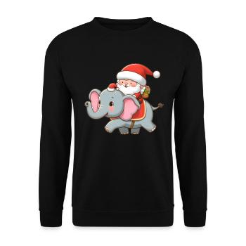 Cute Santa Claus on elephant - Unisex Sweatshirt - black - Front - Alina (178cm) & Michal (187cm)