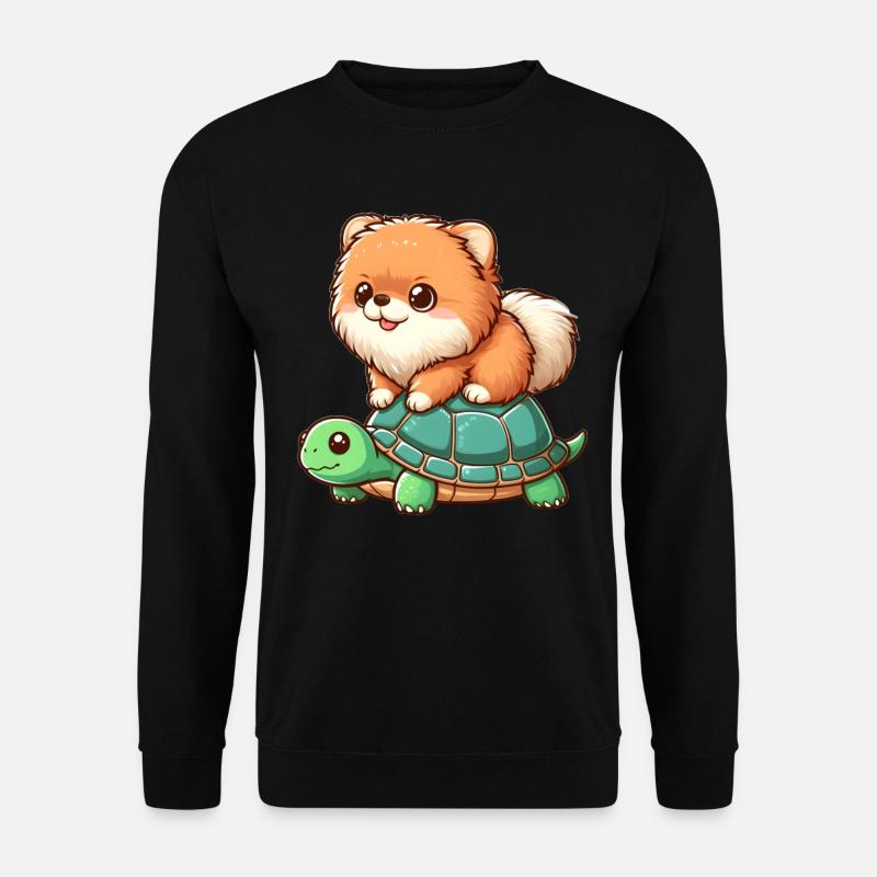 Pomeranian on Turtle Ride - Unisex Sweatshirt - black
