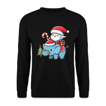 Cute Santa Claus on elephant - Unisex Sweatshirt - black - Front - Alina (178cm) & Michal (187cm)