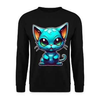 Chat extraterrestre mignon - Sweat-shirt Unisexe - noir - Devant - Alina (178cm) & Michal (187cm)