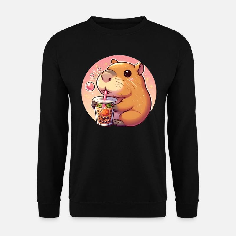 Capybara Enjoys Bubble Tea - Unisex Sweatshirt - black
