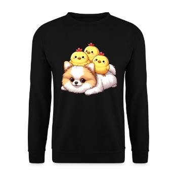 Cute chick on a Pomeranian - Unisex Sweatshirt - black - Front - Alina (178cm) & Michal (187cm)
