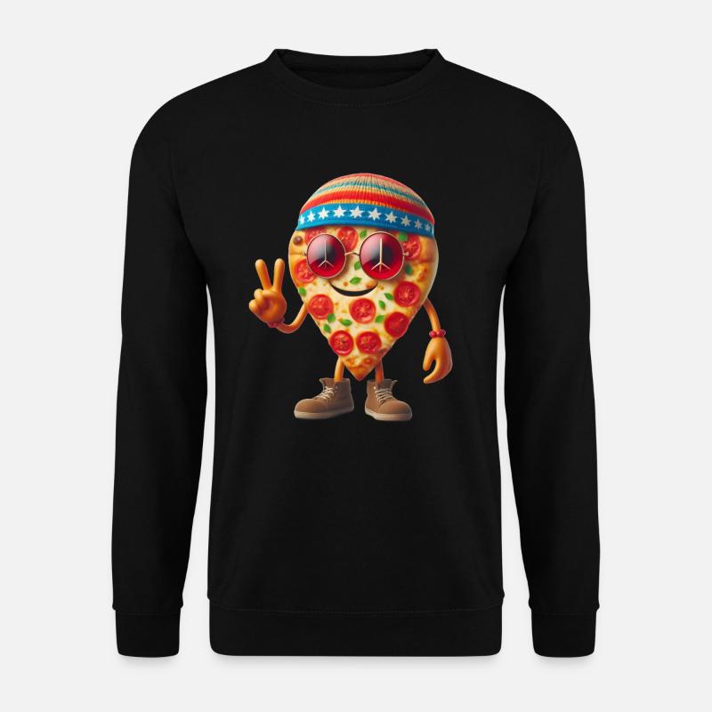 Hippie Pizza mit Peace-Zeichen - Unisex Pullover - Schwarz