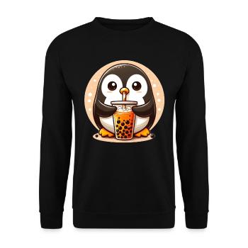 Le pingouin aime le thé à bulles - Sweat-shirt Unisexe - noir - Devant - Alina (178cm) & Michal (187cm)