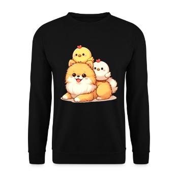 Cute chick on a Pomeranian - Unisex Sweatshirt - black - Front - Alina (178cm) & Michal (187cm)