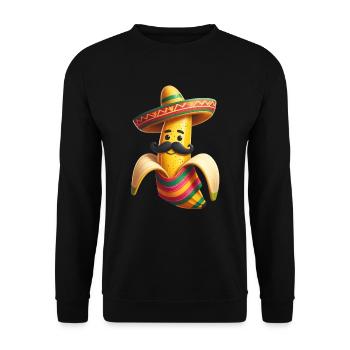 Cinco de Mayo Banane mit Schnurrbart - Unisex Pullover - Schwarz - Vorne - Alina (178cm) & Michal (187cm)