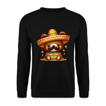Cinco de Mayo Bear with Mustache - Unisex Sweatshirt - black - Front - Alina (178cm) & Michal (187cm)