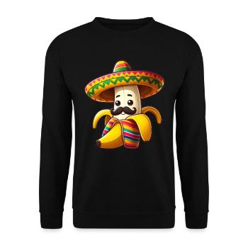 Cinco de Mayo Banane mit Schnurrbart - Unisex Pullover - Schwarz - Vorne - Alina (178cm) & Michal (187cm)