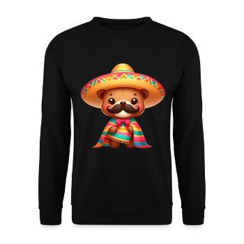 Cinco de Mayo Bear with Mustache - Unisex Sweatshirt - black - Front - Alina (178cm) & Michal (187cm)