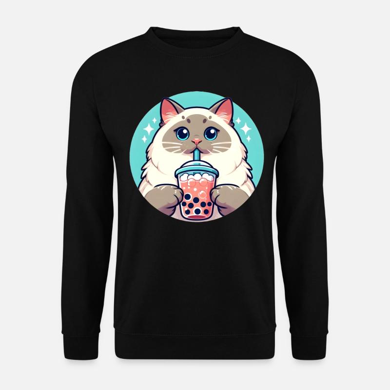 Siamese Cat Having Bubble Tea - Unisex Sweatshirt - black
