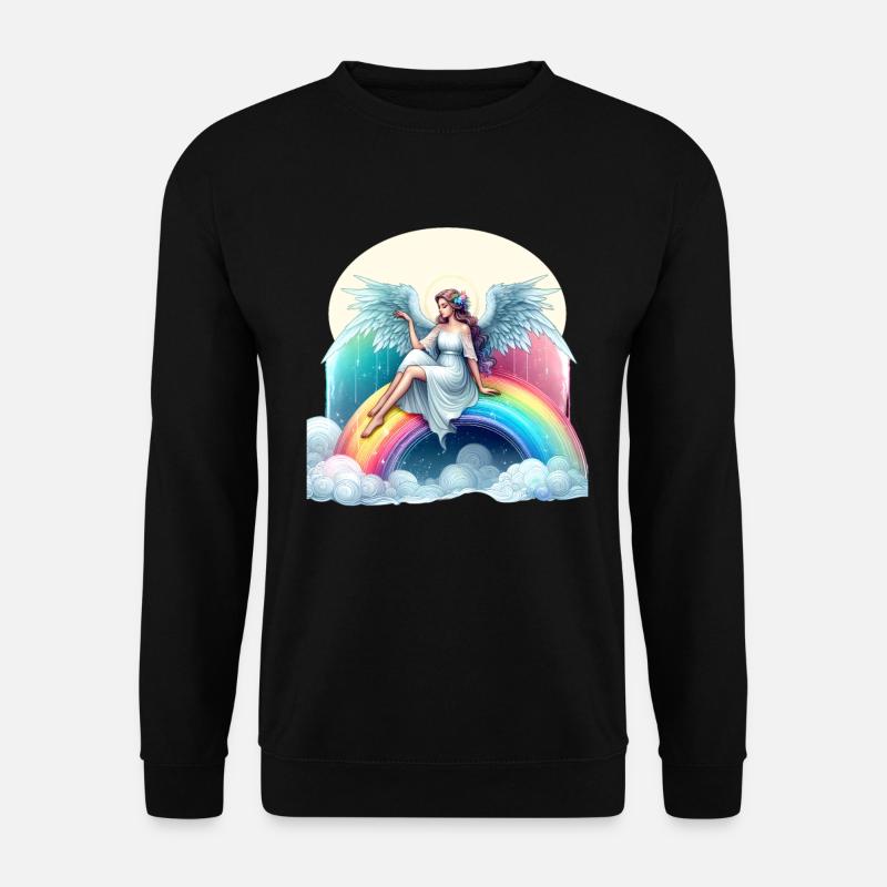 Ange sur arc-en-ciel - Sweat-shirt Unisexe - noir
