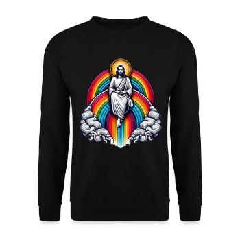 Jesus on a rainbow - Unisex Sweatshirt - black - Front - Alina (178cm) & Michal (187cm)