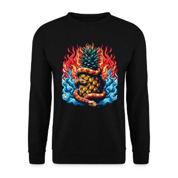 Snake around a pineapple - Unisex Sweatshirt - black - Front - Alina (178cm) & Michal (187cm)