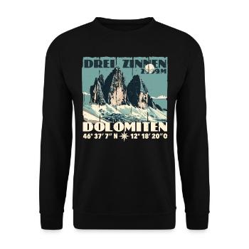 Three Peaks Dolomites Souvenir Tre Cime Lavaredo - Unisex Sweatshirt - black - Front - Alina (178cm) & Michal (187cm)
