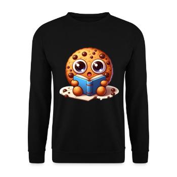 Cookie Bücherwurm - Unisex Pullover - Schwarz - Vorne - Alina (178cm) & Michal (187cm)