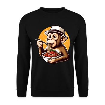 Monkey enjoying spaghetti bolognese - Unisex Sweatshirt - black - Front - Alina (178cm) & Michal (187cm)