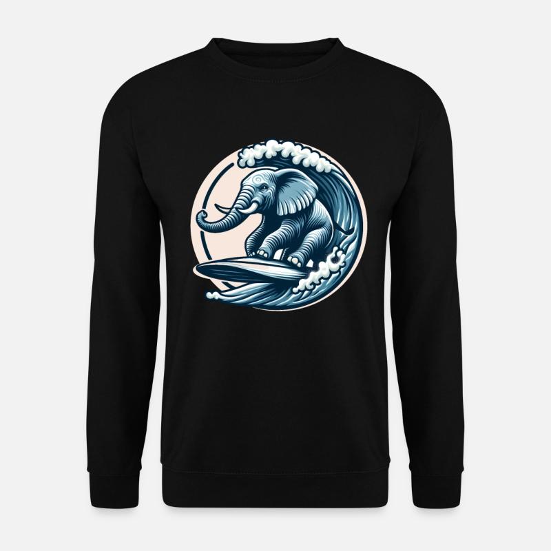 Éléphant surfeur - Sweat-shirt Unisexe - noir